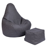Luxurious High Back Artificial leather Bean Bag with footstool