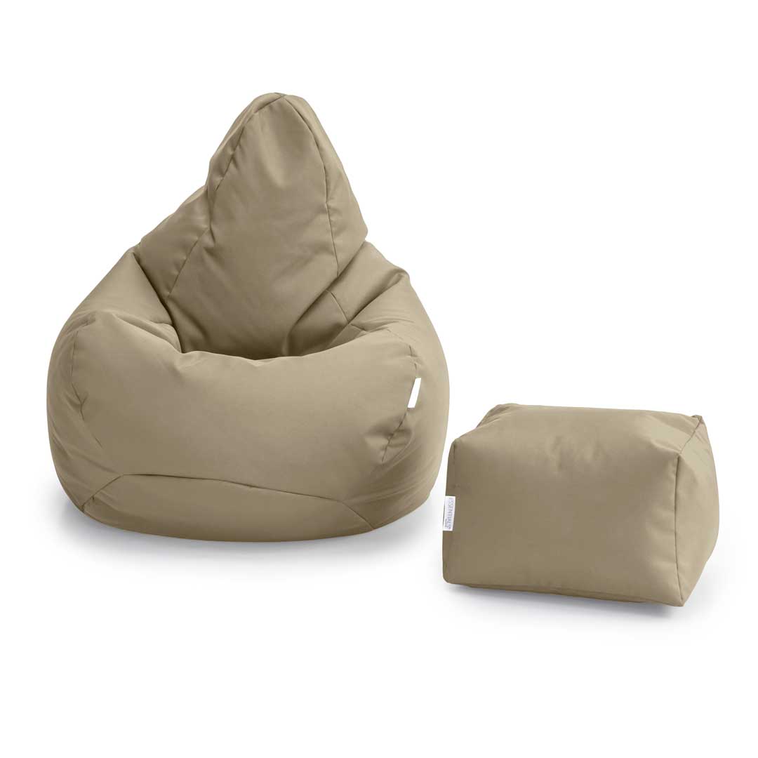 Water Resistant High Back Gaming Bean Bag with Footstool Set