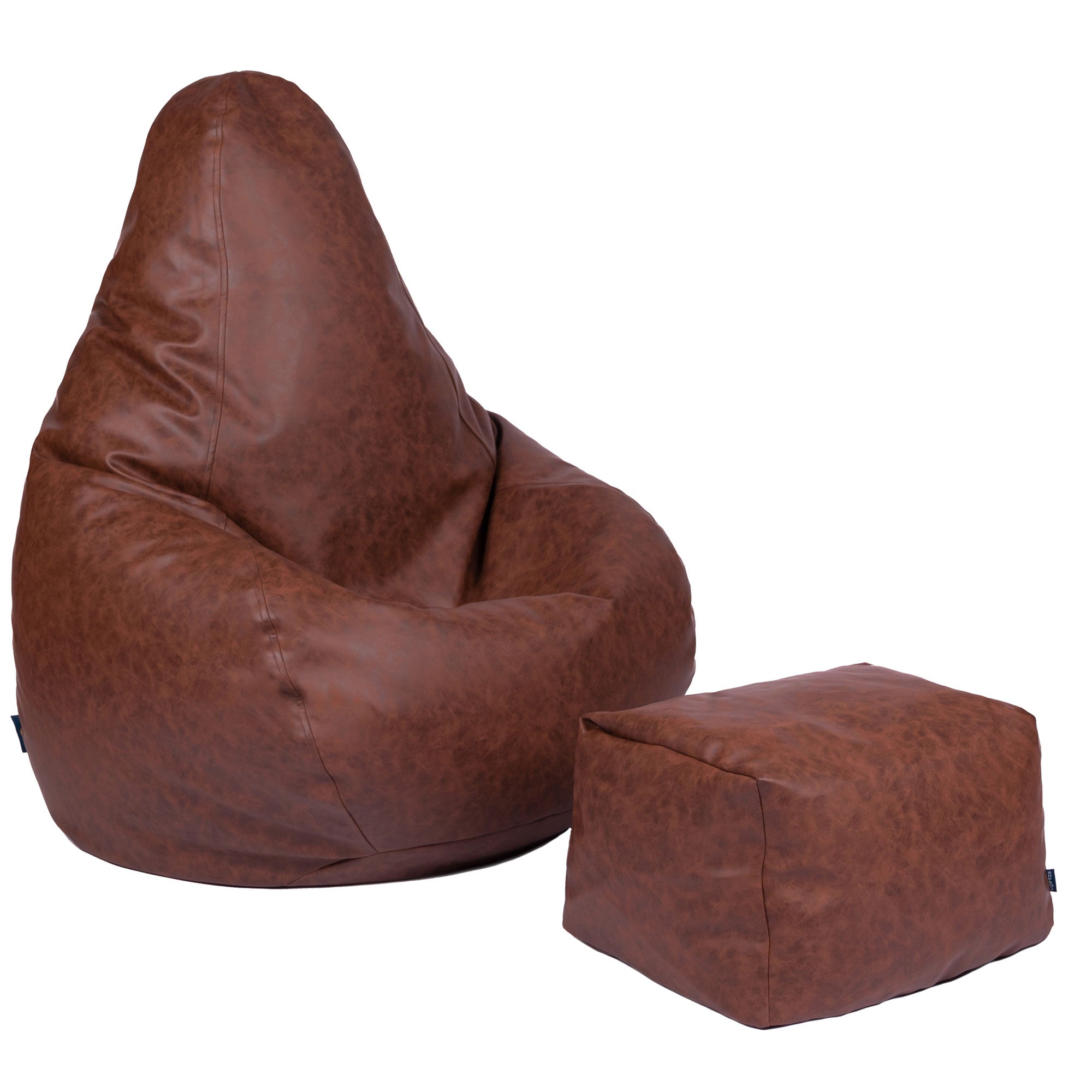 Luxurious High Back Artificial leather Bean Bag with footstool
